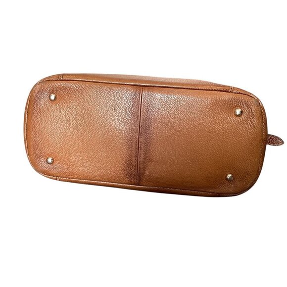 KATTEE Sorrel Brown Pebbled Leather Satchel Top Handle Bag Large #324A - Picture 5 of 13